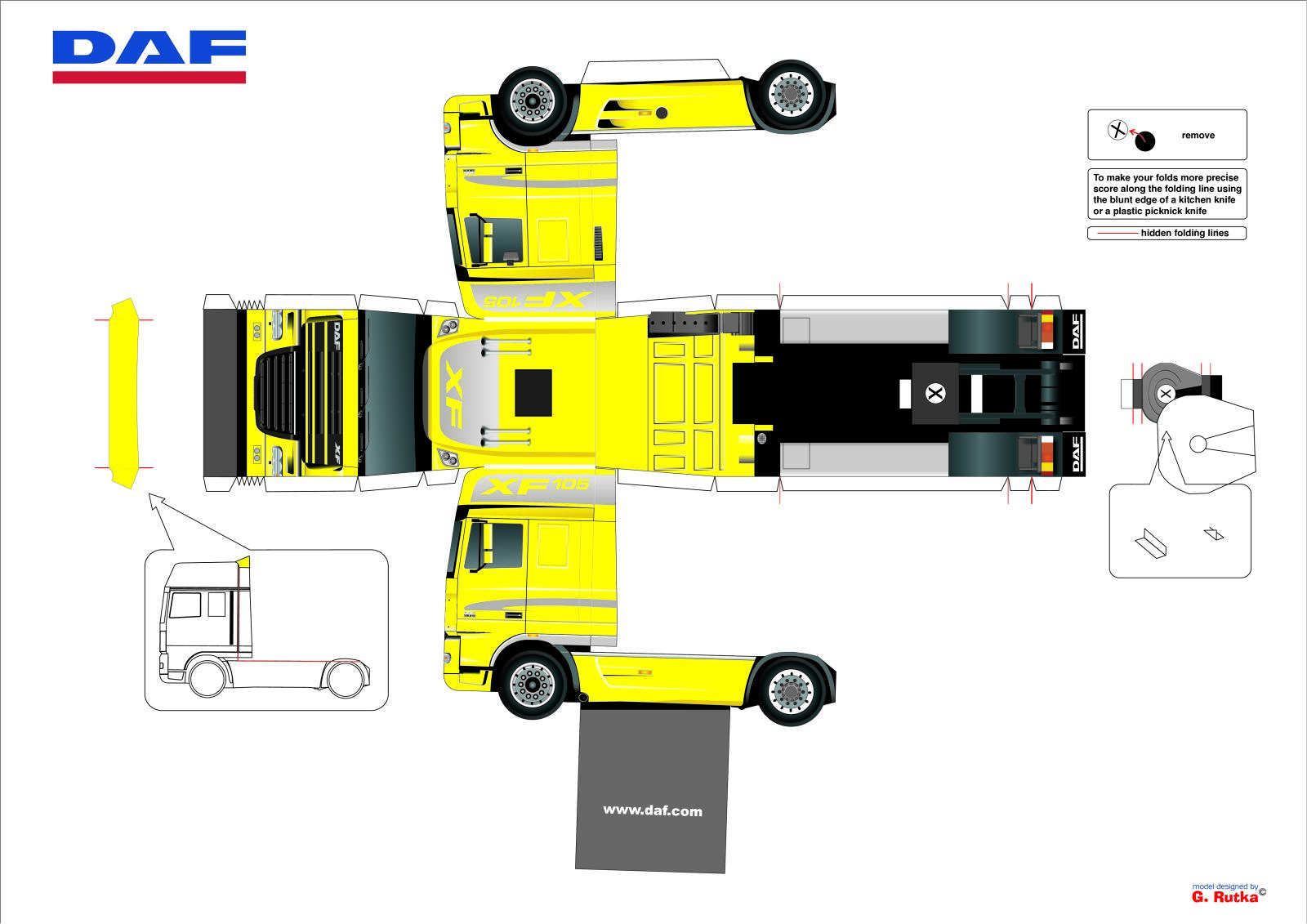 Daf Paper Model Xf105 A Pdf 306 Kb Papírové Modely A Omalovánky Anglicky En